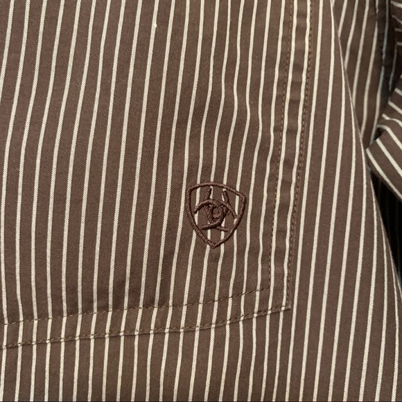 Ariat Pro Series Brown Striped Shirt Large - Picture 5 of 9